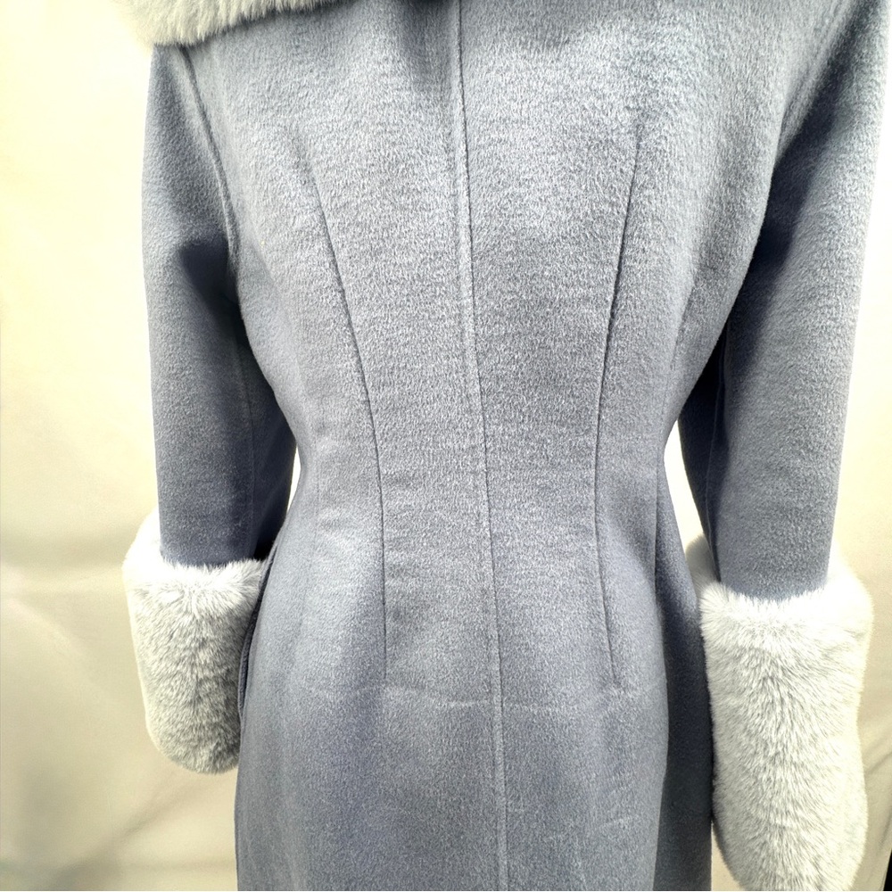 House of Harlow 1960 Ice Blue Faux Fur Wool Blend Winter Designer Coat - Picture 8 of 13